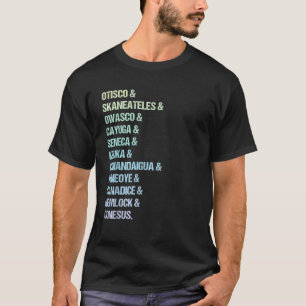 The Finger Lakes of NY Vintage Retro List New York T-Shirt