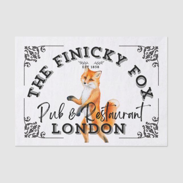 The Finicky Fox - British Pub Sign Tissue Paper (Front)