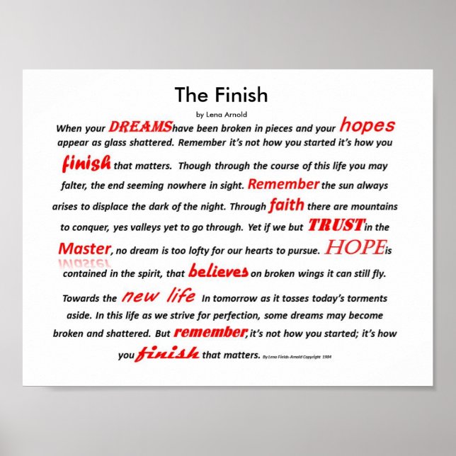 The Finish Inpsirational Poem Poster (Front)