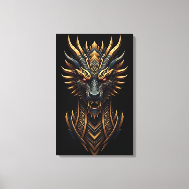 The Fire Guardian – Abstract Dragon Canvas Print (Front)