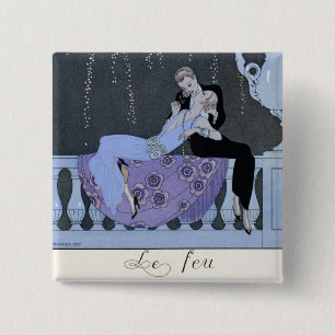 The Fire, illustration for 'Fetes Galantes' by Pau 15 Cm Square Badge