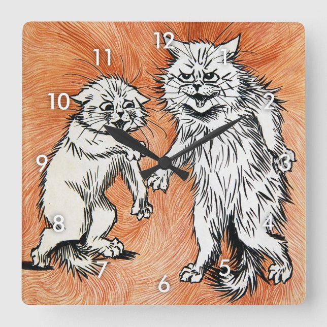 The Fire of The Mind, Louis Wain Square Wall Clock (Front)