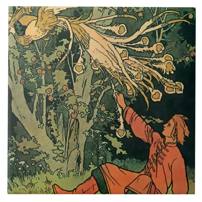“The Firebird” Fairy Tale Art by Ivan Bilibin Tile (Front)