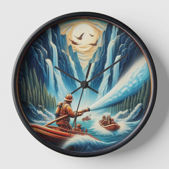 The firefighters loaded onto their boat clock (Front)