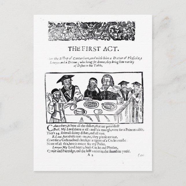 The First Act, a satirical play against Postcard (Front)