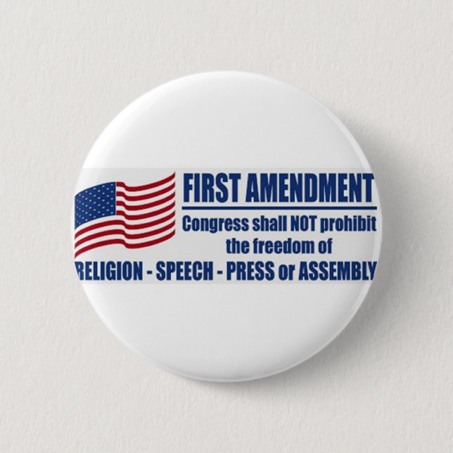The First Amendment 6 Cm Round Badge (Front)