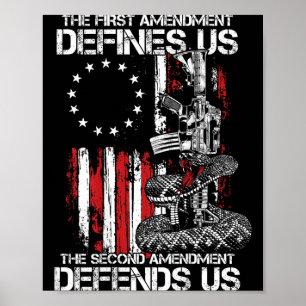 The First Amendment Defines Aamerican Flag On Back Poster