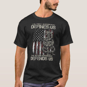 The First Amendment defines us American Flag ON BA T-Shirt