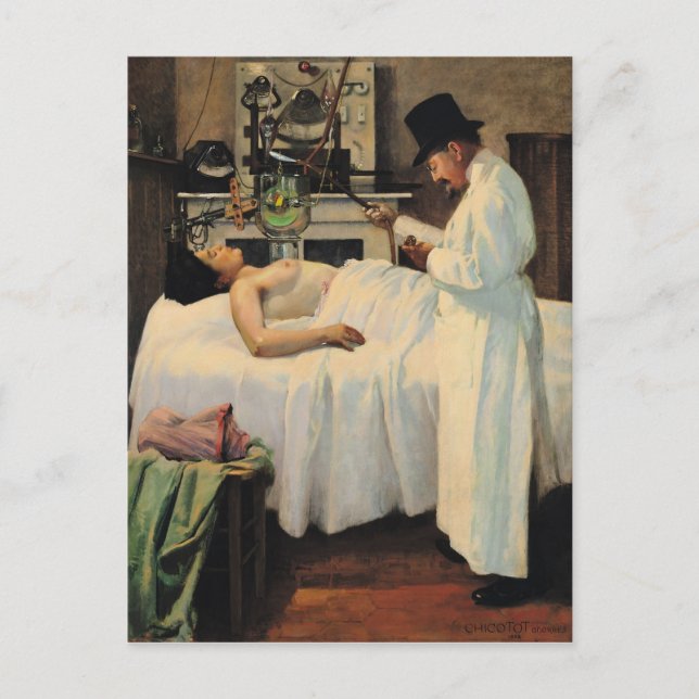 The First Attempt to Treat Cancer with X Rays Postcard (Front)