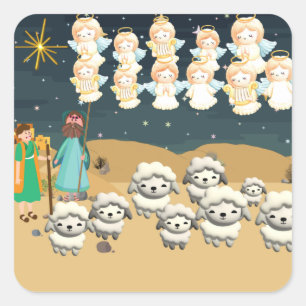 The first Christmas 3D The shepherds  Square Sticker
