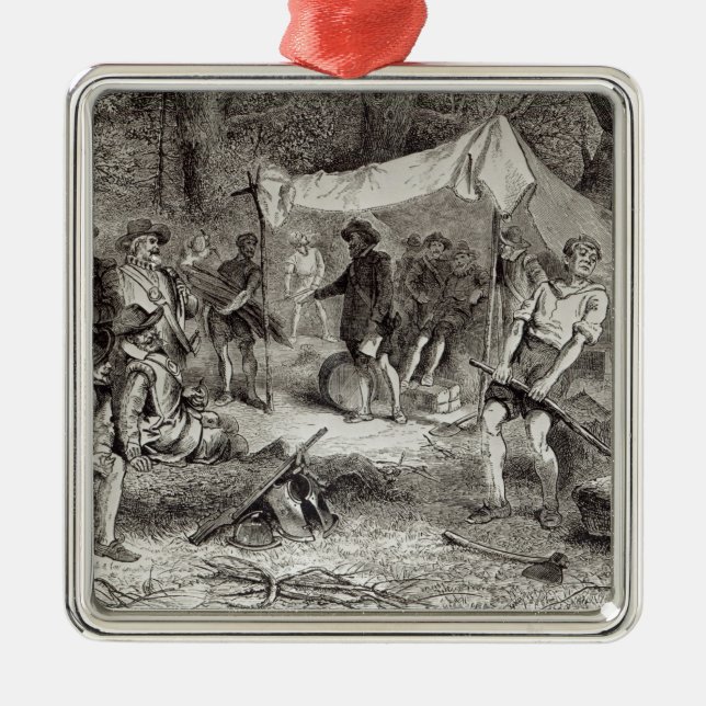 The First Day at Jamestown Metal Tree Decoration (Front)