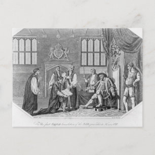 The first English translation of the Bible Postcard