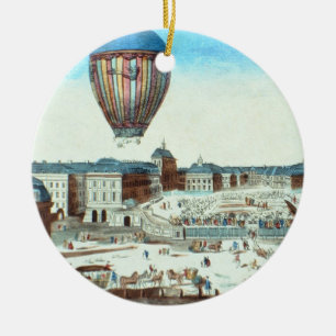 The first flight of Pilatre du Rozier's hot-air ba Ceramic Tree Decoration