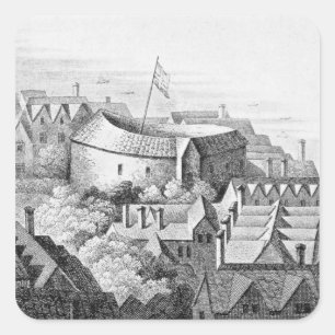 The First Globe Theatre or Rose Theatre Square Sticker