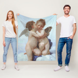 The First Kiss, Amor and Psyche, Bouguereau Fleece Blanket