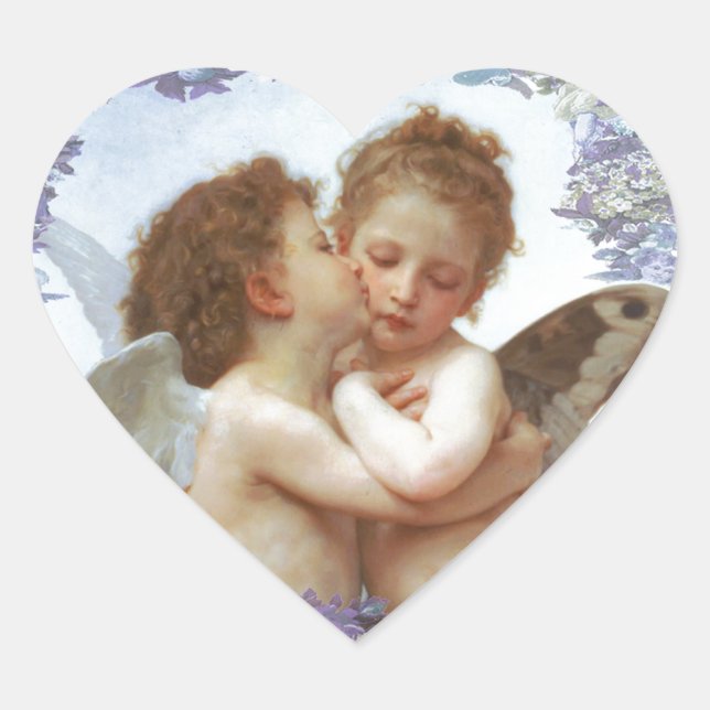 THE FIRST KISS, C.1873 William Bourgeau Heart Sticker (Front)