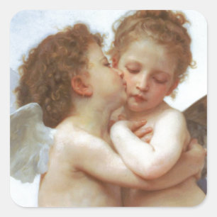 THE FIRST KISS, C.1873 William Bourgeau Square Sticker