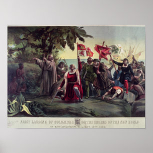 The First Landing of Columbus Poster
