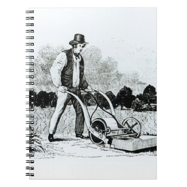 The first lawnmower (engraving) (b/w photo) notebook (Front)
