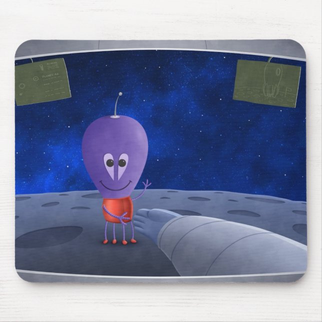The First Man Welcoming Aliens Mouse Mat (Front)