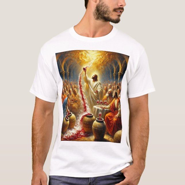The First Miracle – Jesus Turns Water into Wine T-Shirt (Front)
