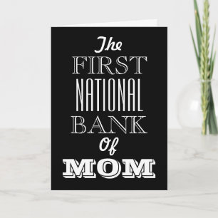 The First National Bank of Mum Funny Thank You Card