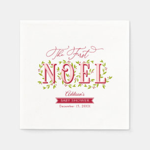 The First Noel Baby Girl Christmas Baby Shower Napkin