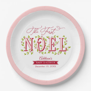 The First Noel Christmas Baby Shower Paper Plate
