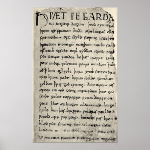 The First Page Of Beowulf Print