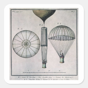 The First Parachute Descent by Andre-Jacques Garne Square Sticker