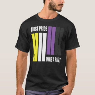 The First Pride Was A Riot Non Binary Flag Genderq T-Shirt