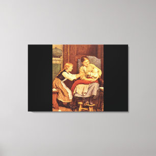 The First Smile', Albert Anker_Groups and Figures Canvas Print