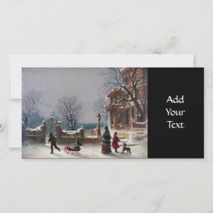 The First Snow Christmas scene Holiday Card