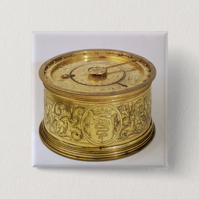 The first spring driven clock with fusee, 1525 15 cm square badge (Front)