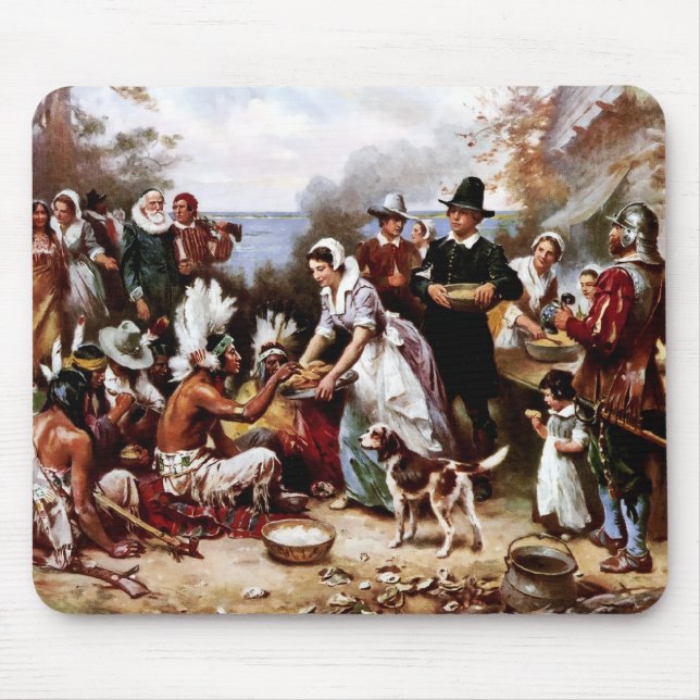 The First Thanksgiving, 1621. Fine Art  Mouse Mat (Front)