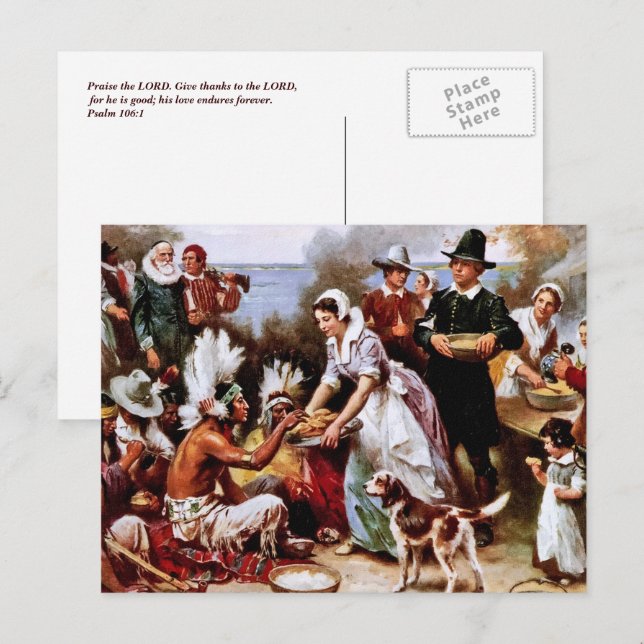 The First Thanksgiving, 1621. Postcards (Front/Back)