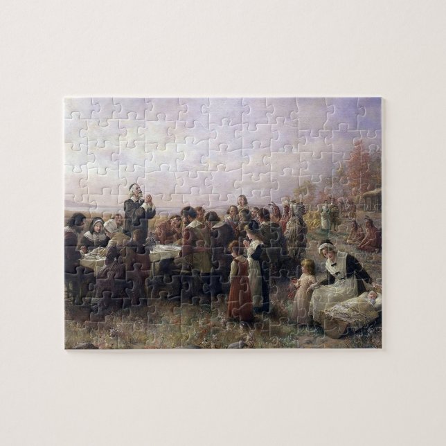 The First Thanksgiving at Plymouth by Brownscombe Jigsaw Puzzle (Horizontal)