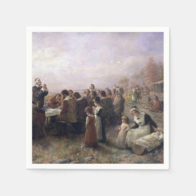 The First Thanksgiving at Plymouth by Brownscombe Napkin (Front)