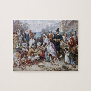 The First Thanksgiving by Jean Ferris c. 1912 Jigsaw Puzzle