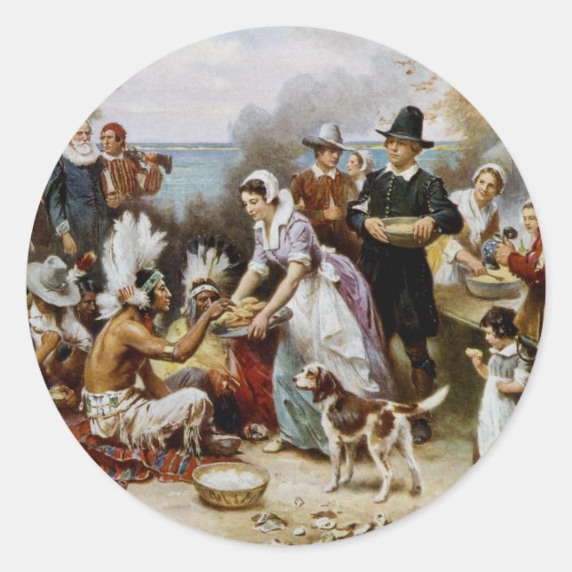 The First Thanksgiving Classic Round Sticker (Front)