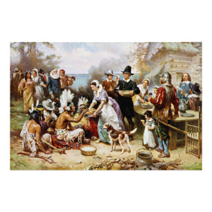 The First Thanksgiving, history painting, Photo Print