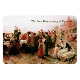 The First Thanksgiving in Plymouth. Fine Art Magnet