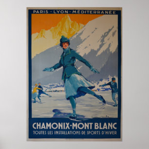 the first winter of olympics 1924 poster