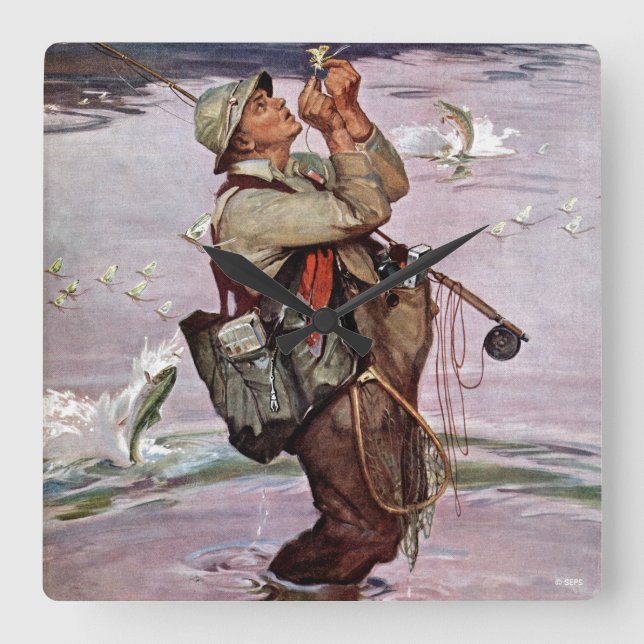 The Fish are Jumping Square Wall Clock (Front)