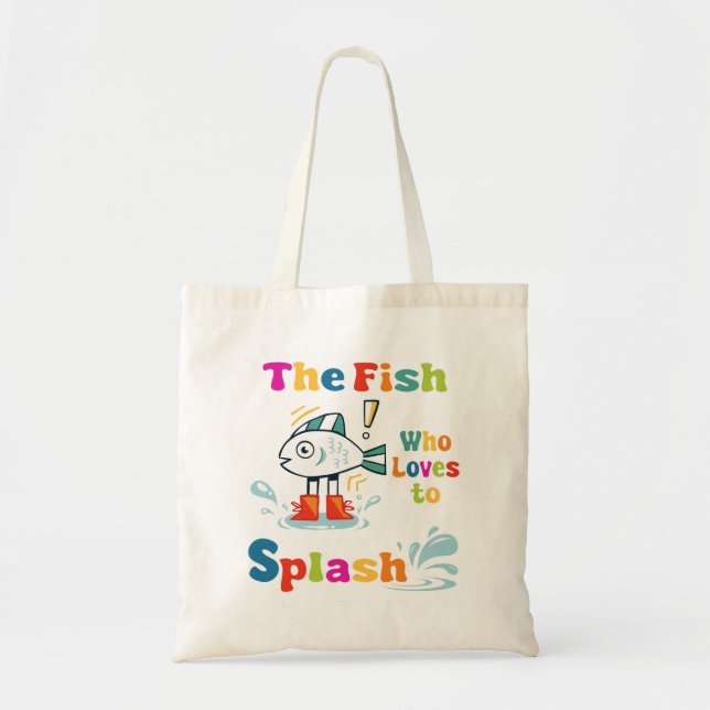 The fish who loves to splash tote bag (Front)