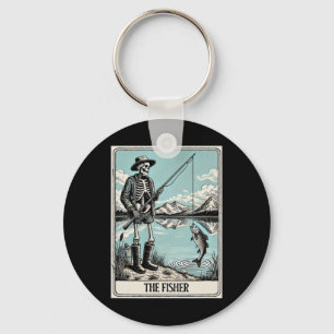 The Fisher Skeleton Tarot Card For Fishing Lovers Key Ring