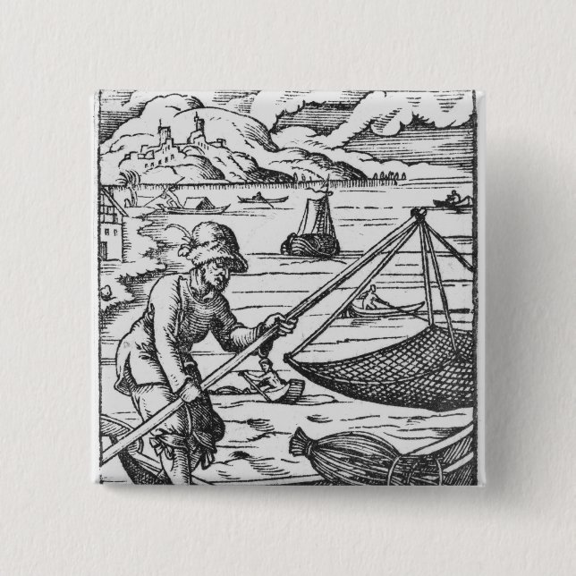 The fisherman 15 cm square badge (Front)