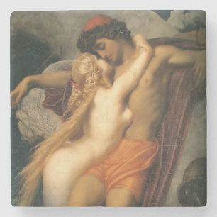 The Fisherman and the Siren (by Frederic Leighton) Stone Coaster