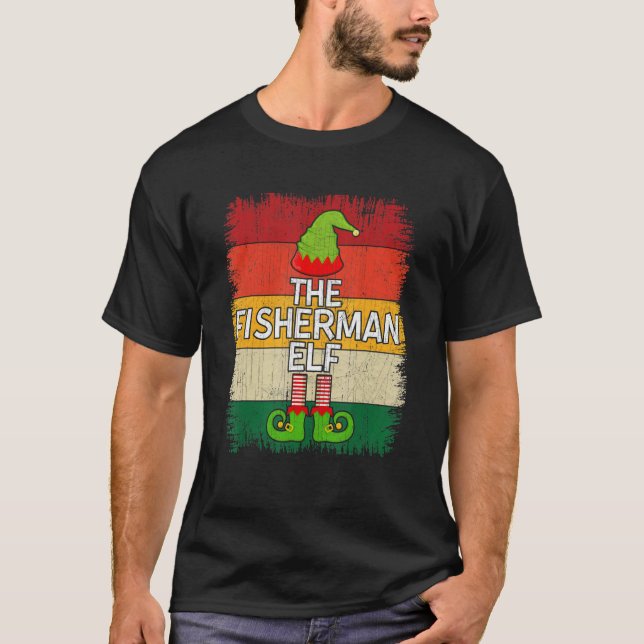The Fisherman Elf Matching Group Christmas Party P T-Shirt (Front)