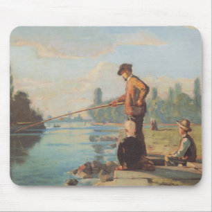 The Fisherman (Fishing Outdoors) (Angling) (River) Mouse Mat